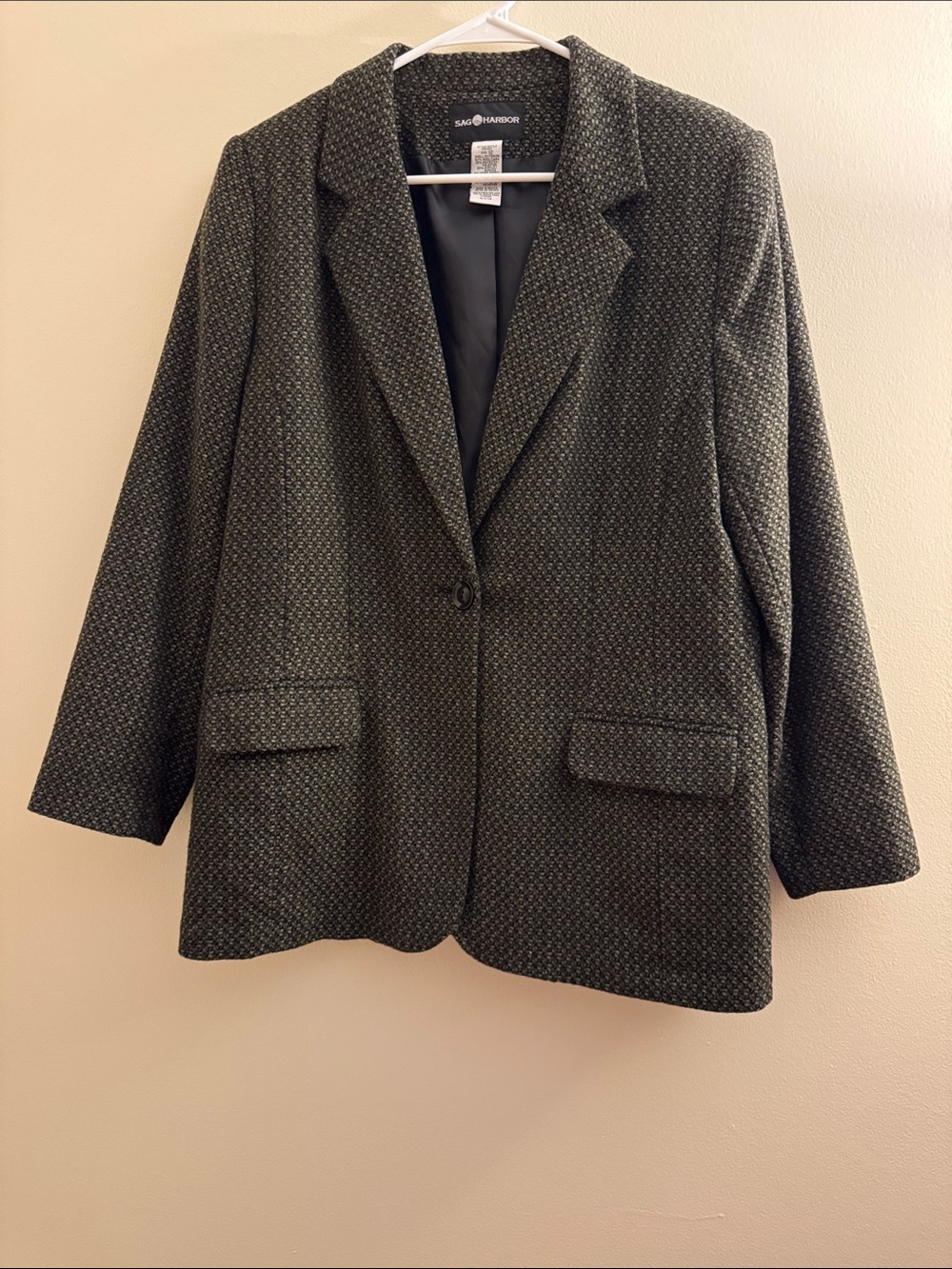 SAG HARBOR Vintage Green Wool Blend Blazer